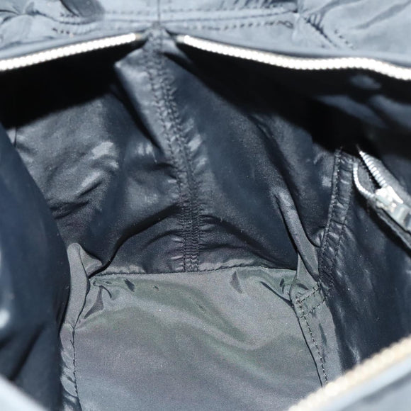 HERMES Acape Luco PM Hand Bag Nylon Black Silver Auth bs28738