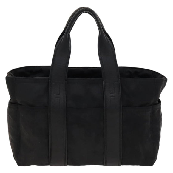 HERMES Acape Luco PM Hand Bag Nylon Black Silver Auth bs28738