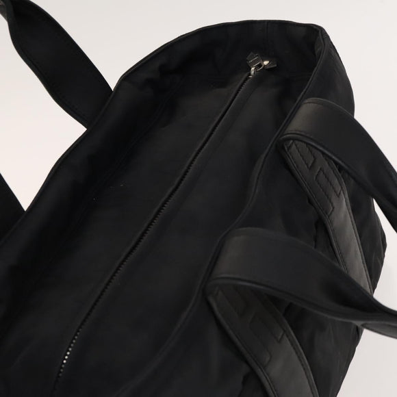 HERMES Acape Luco PM Hand Bag Nylon Black Silver Auth bs28738