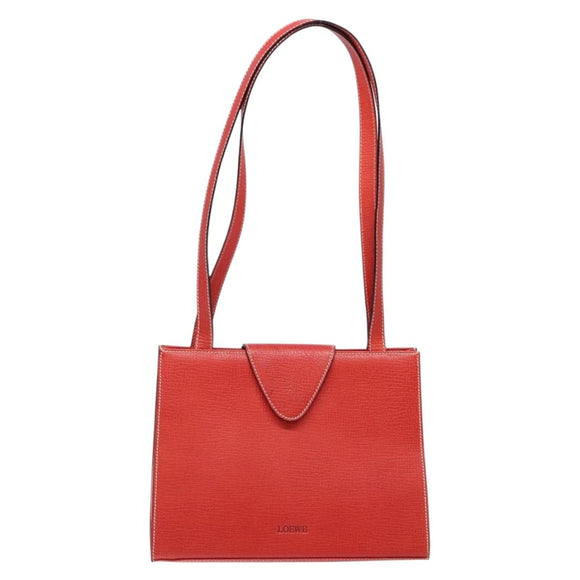 LOEWE Tote Bag Leather Red Gold Auth bs28739