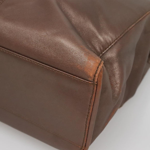 LOEWE Tote Bag Leather Brown Gold Auth bs28741