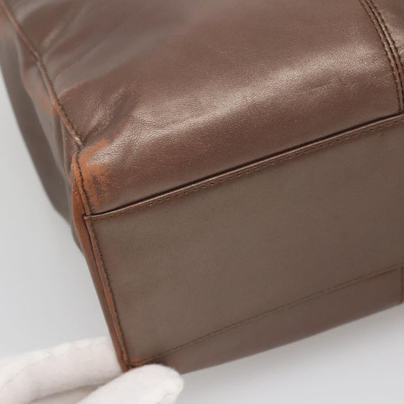 LOEWE Tote Bag Leather Brown Gold Auth bs28741