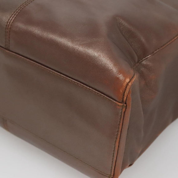 LOEWE Tote Bag Leather Brown Gold Auth bs28741