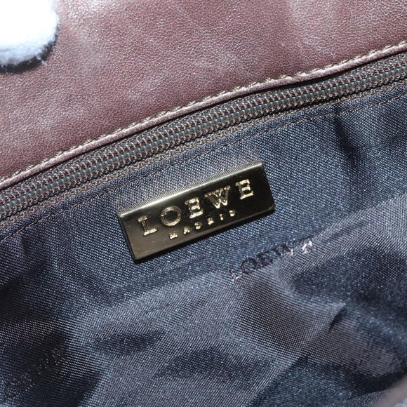 LOEWE Tote Bag Leather Brown Gold Auth bs28741