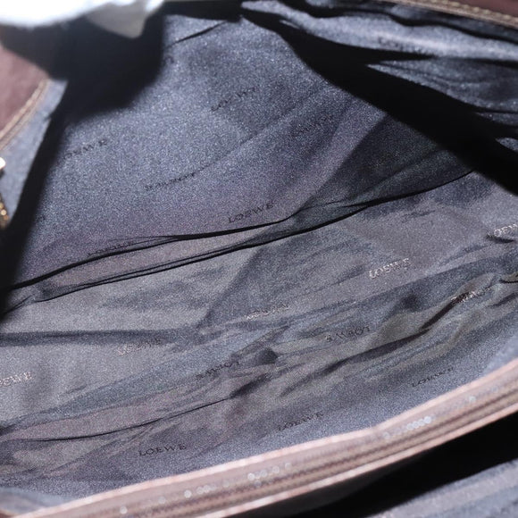 LOEWE Tote Bag Leather Brown Gold Auth bs28741