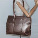 LOEWE Tote Bag Leather Brown Gold Auth bs28741-25