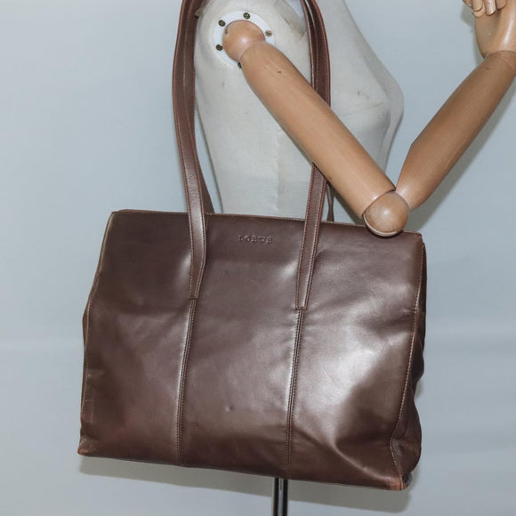 LOEWE Tote Bag Leather Brown Gold Auth bs28741