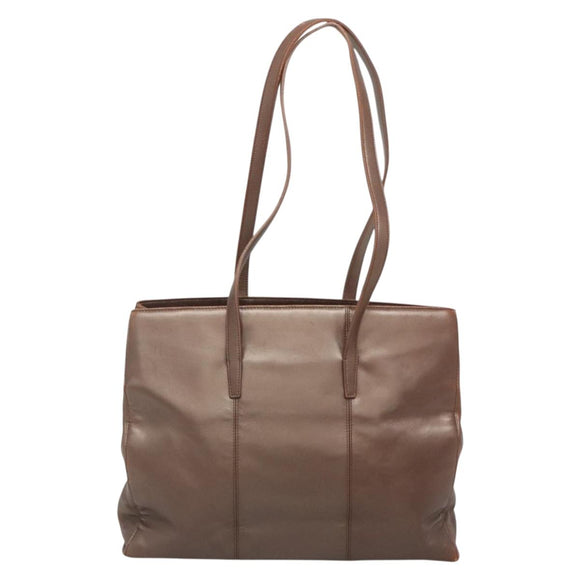 LOEWE Tote Bag Leather Brown Gold Auth bs28741