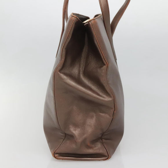 LOEWE Tote Bag Leather Brown Gold Auth bs28741