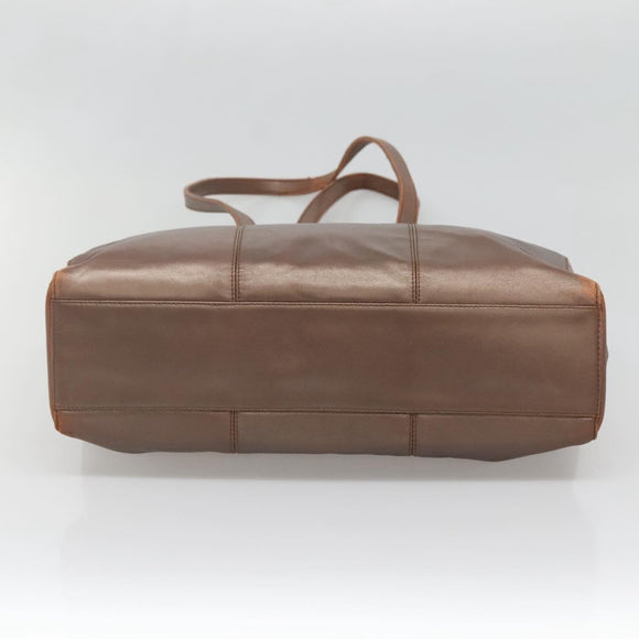 LOEWE Tote Bag Leather Brown Gold Auth bs28741