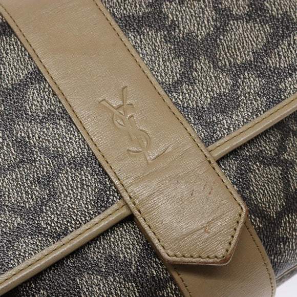 SAINT LAURENT Shoulder Bag PVC Leather Beige Gray Auth bs28744