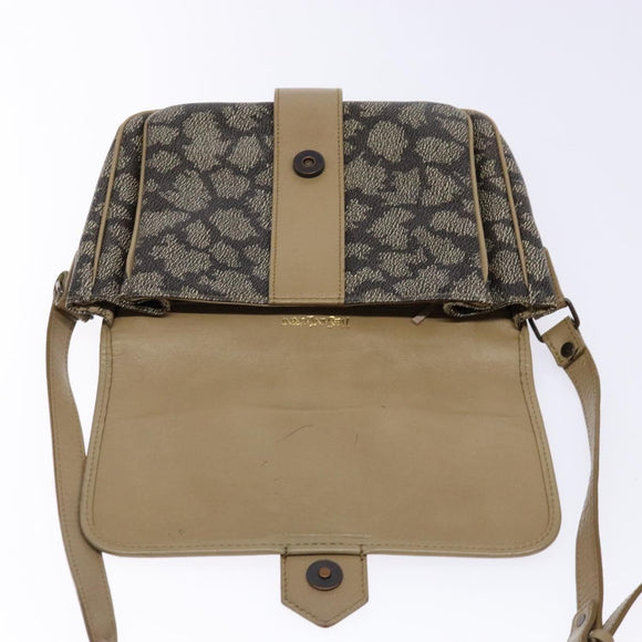 SAINT LAURENT Shoulder Bag PVC Leather Beige Gray Auth bs28744