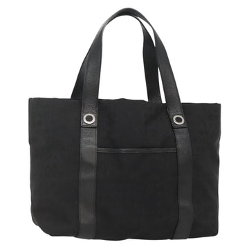 BVLGARI Logo Mania Tote Bag Canvas Black Silver Auth bs28748