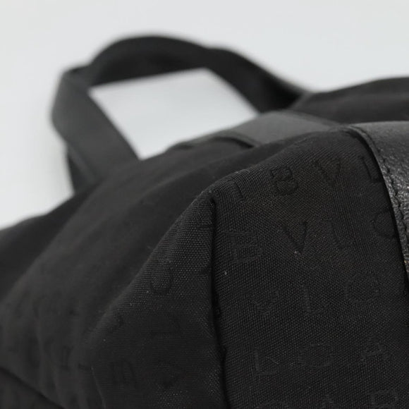 BVLGARI Logo Mania Tote Bag Canvas Black Silver Auth bs28748