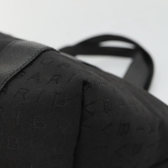 BVLGARI Logo Mania Tote Bag Canvas Black Silver Auth bs28748