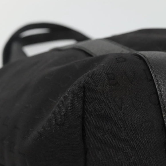 BVLGARI Logo Mania Tote Bag Canvas Black Silver Auth bs28748