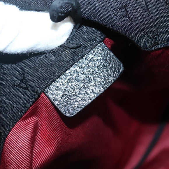 BVLGARI Logo Mania Tote Bag Canvas Black Silver Auth bs28748