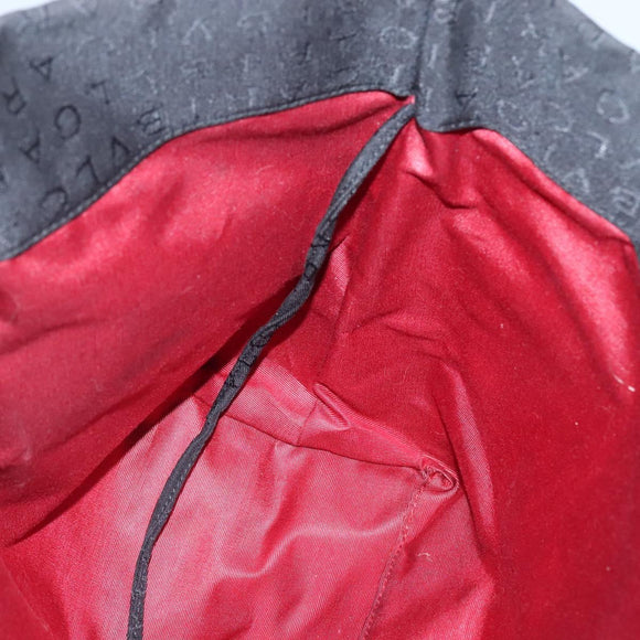 BVLGARI Logo Mania Tote Bag Canvas Black Silver Auth bs28748