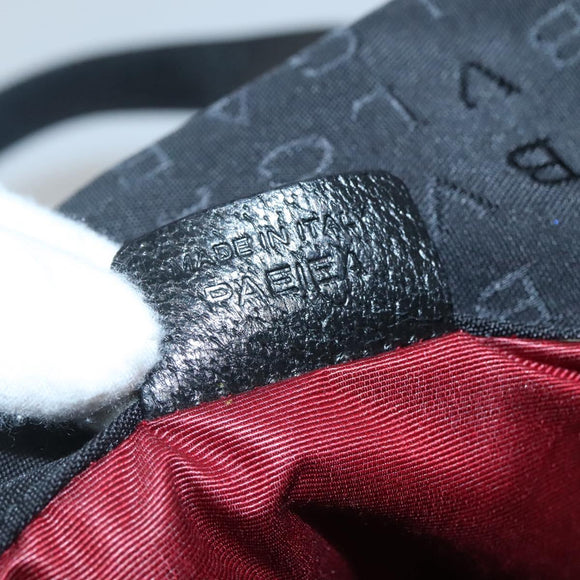 BVLGARI Logo Mania Tote Bag Canvas Black Silver Auth bs28748