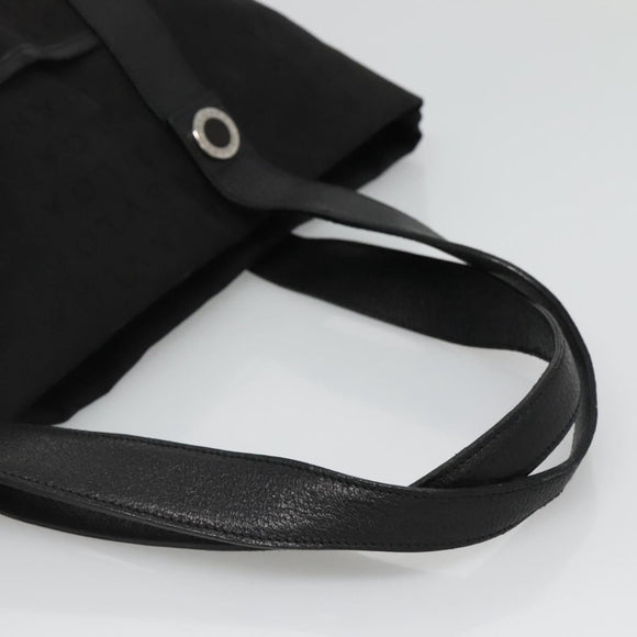 BVLGARI Logo Mania Tote Bag Canvas Black Silver Auth bs28748