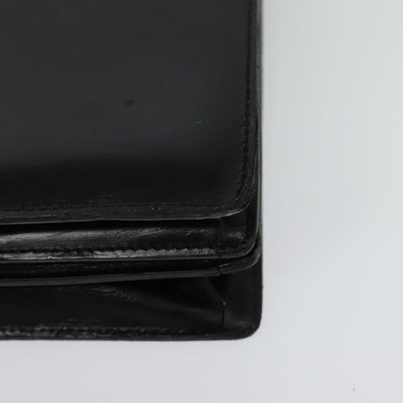 BVLGARI Business Bag Leather Black Silver Auth bs28749