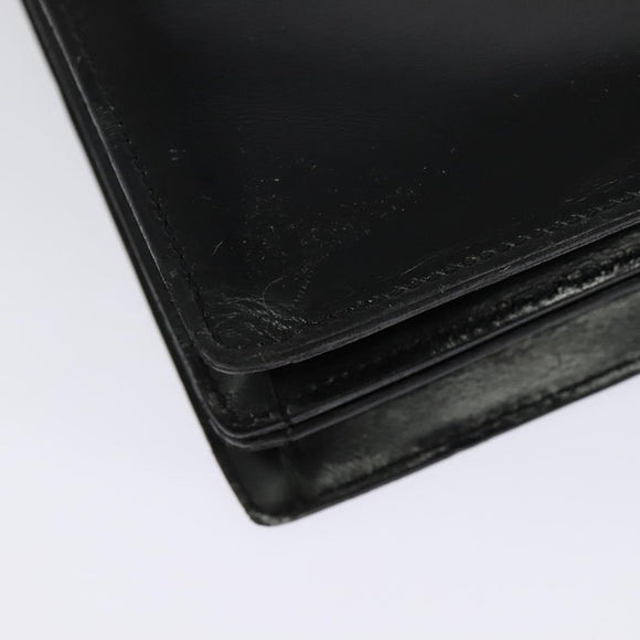 BVLGARI Business Bag Leather Black Silver Auth bs28749