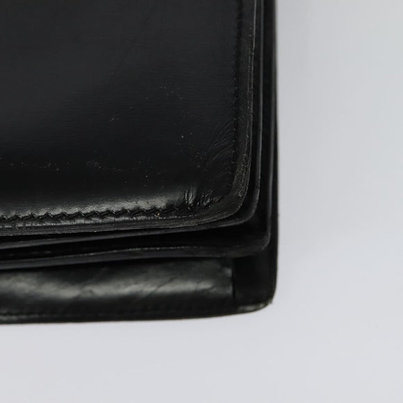 BVLGARI Business Bag Leather Black Silver Auth bs28749