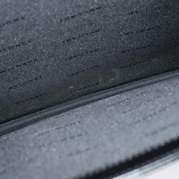 BVLGARI Business Bag Leather Black Silver Auth bs28749