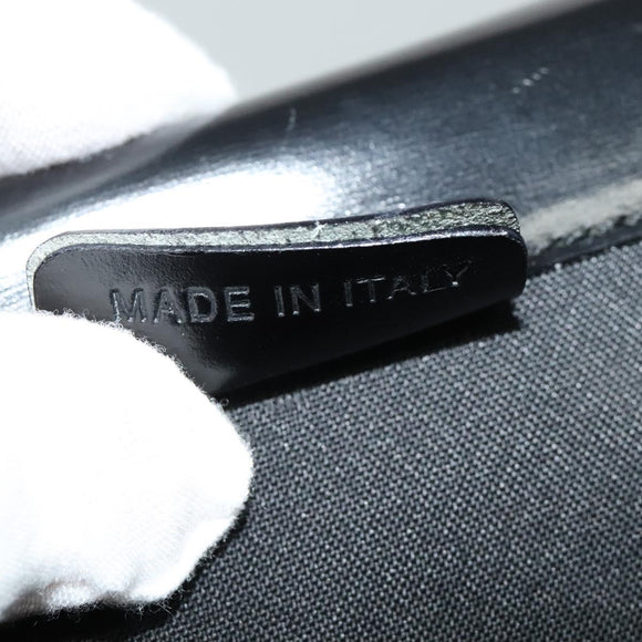 BVLGARI Business Bag Leather Black Silver Auth bs28749