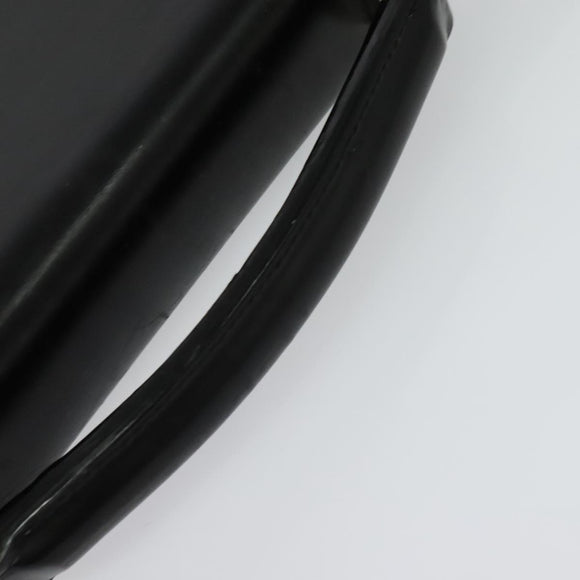 BVLGARI Business Bag Leather Black Silver Auth bs28749