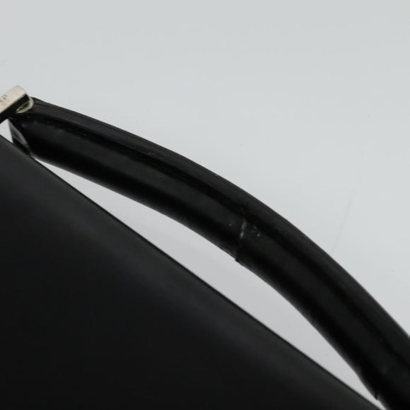 BVLGARI Business Bag Leather Black Silver Auth bs28749