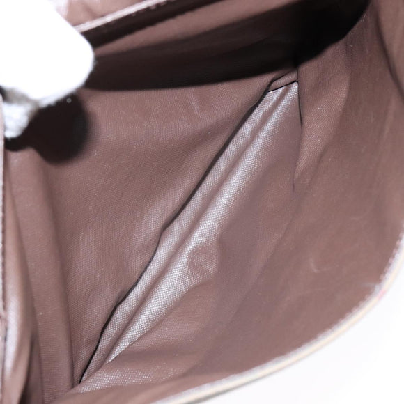 Burberrys Nova Check Shoulder Bag Leather Canvas Beige Gold Auth bs28750