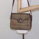 Burberrys Nova Check Shoulder Bag Leather Canvas Beige Gold Auth bs28750-21