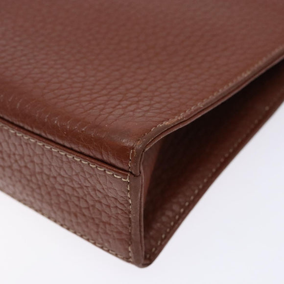 BURBERRY Clutch Bag Leather Brown Gold Auth bs28752