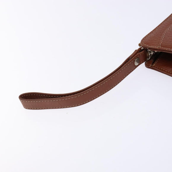 BURBERRY Clutch Bag Leather Brown Gold Auth bs28752