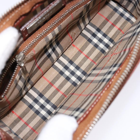 BURBERRY Clutch Bag Leather Brown Gold Auth bs28752