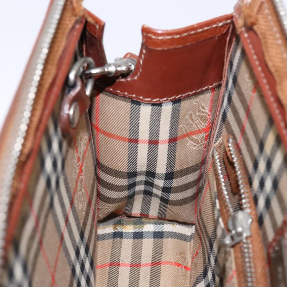 BURBERRY Clutch Bag Leather Brown Gold Auth bs28752