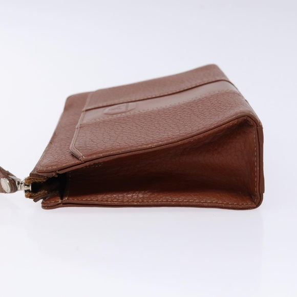 BURBERRY Clutch Bag Leather Brown Gold Auth bs28752