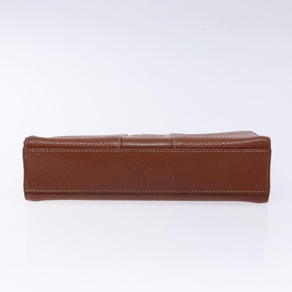 BURBERRY Clutch Bag Leather Brown Gold Auth bs28752