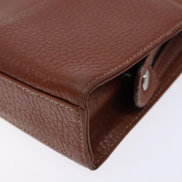 BURBERRY Clutch Bag Leather Brown Gold Auth bs28752