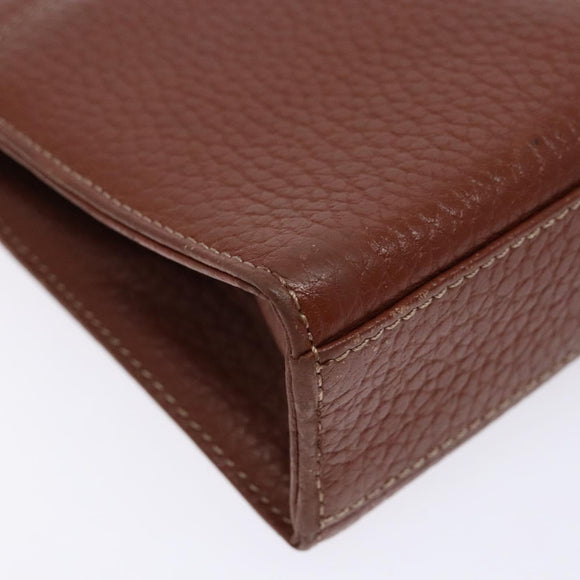 BURBERRY Clutch Bag Leather Brown Gold Auth bs28752