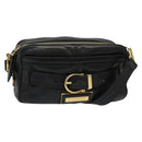 BURBERRY Shoulder Bag Leather Black Gold Auth bs28753-1