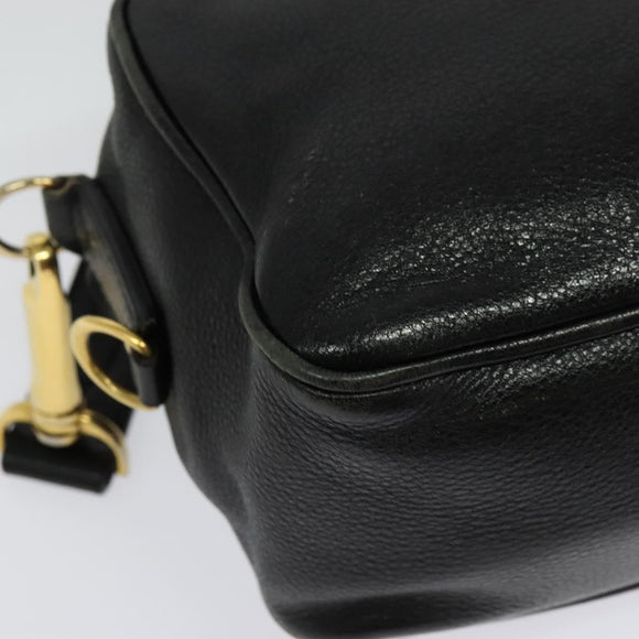 BURBERRY Shoulder Bag Leather Black Gold Auth bs28753