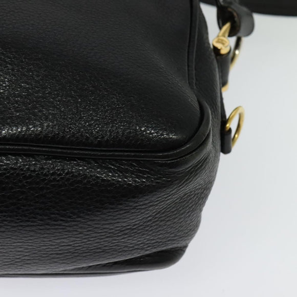 BURBERRY Shoulder Bag Leather Black Gold Auth bs28753