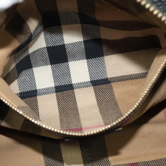 BURBERRY Shoulder Bag Leather Black Gold Auth bs28753