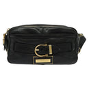 BURBERRY Shoulder Bag Leather Black Gold Auth bs28753-13