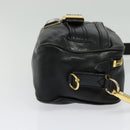 BURBERRY Shoulder Bag Leather Black Gold Auth bs28753-4