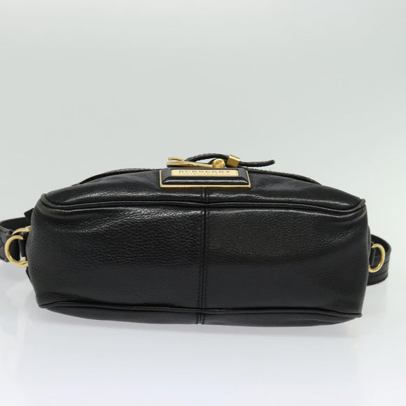 BURBERRY Shoulder Bag Leather Black Gold Auth bs28753
