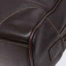 BURBERRY Hand Bag Leather Dark Brown Gold Auth bs28754-10