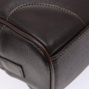 BURBERRY Hand Bag Leather Dark Brown Gold Auth bs28754-13